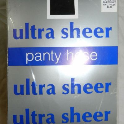 11 NOS Pair Vintage Ultra Sheer Panty Hose, Jet Black, Queen Size, New in Packag