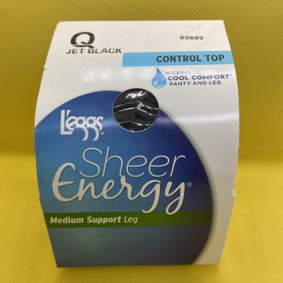 L'eggs Women’s Sheer Energy Control Top Sheer Tights Medium Support Black Q