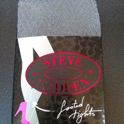 STEVE MADDEN Shimmer Gray ZIG Pattern Footed Tights Pantyhose Stockings Sz M/T