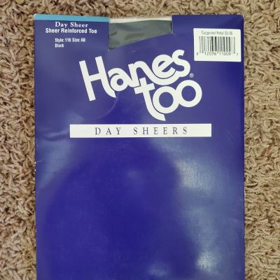 Hanes Too Day Sheers Pantyhose Size AB 116 Black