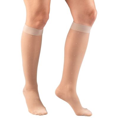 Truform Women's Stockings Knee High Sheer Dot Pattern: 15-20 mmHg L NUDE
