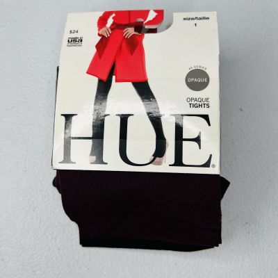 Hue 2 Pair Pack Opaque Control Top Tights New Size 1 Deep Burgundy Black