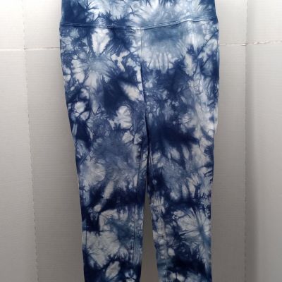 Zenergy By Chicos Women's Leggings Sz 1 US 8/10 Blue Tie Dye Capri Style Stretch