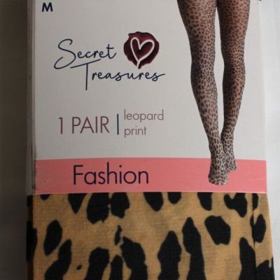 Secret Treasures Leopard Print Fashion Tights Beige/Black Medium NEW!