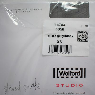 NEW WOLFORD Austria Shark Grey/Black STRIPED SNAKE 60 DEN Tights XS