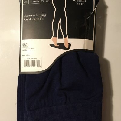 New Gold Medal Women's Fashion Fleece Lined Leggings Solid Navy Blue Size L/XL