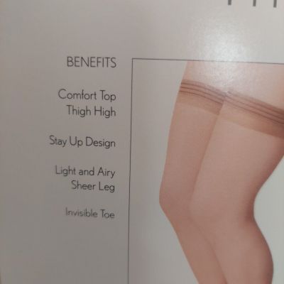Berkshire Sheer Leg Thigh High Invisible Toe Stockings Pale Taupe Sz A B 1590