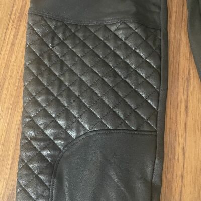 Spanx Size Medium Quilted Faux Leather Leggings Very Black Style 20248R