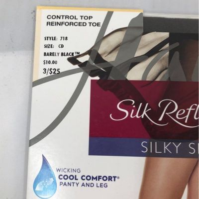 Hanes Silk Reflections Silky Sheer Reinforced Toe Pantyhose Style 718 Size CB