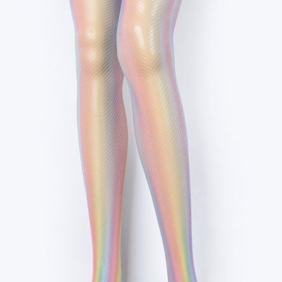 Ladies Hologram Mesh Stocking One size For Costume Cosplay Holiday Dress up