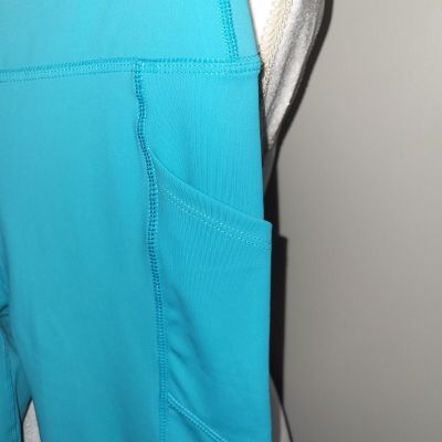 Women's Zenana Butter Leggings Size XL Turquoise Blue -side pockets - New no tag