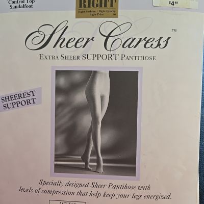 Sheer Caress Control Top QUEEN 4X Pantyhose OFF BLACK Sheerest Support JCPenney
