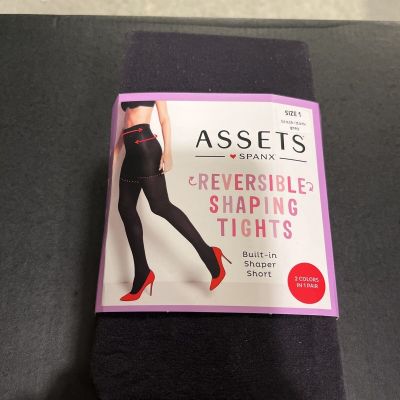 Assets Spanx Shaping Tights Women's Tights Built-in Shaper Short Reversible Sz 1