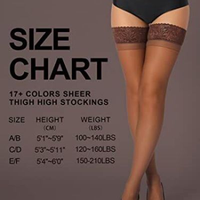 HONENNA Sheer Thigh High Stockings 17+ Colors Stay Up Lace Top with Anti-Slip...