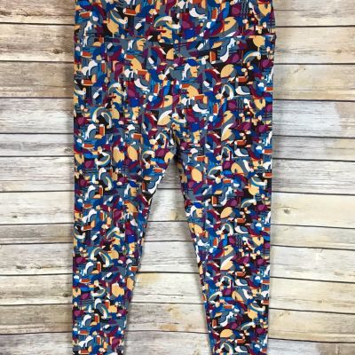 Lularoe Bright Multi Color Print Leggings Tall & Curvy Sz OS