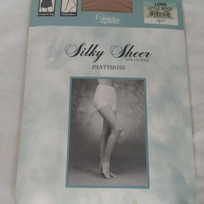 Pantyhose Silky Sheer Sz Long Little Beige Control Top Sandalfoot Paul Milon NOS
