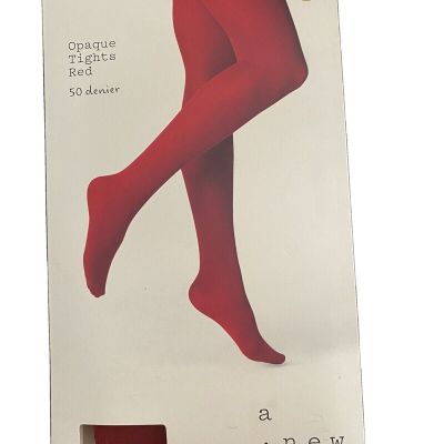 A New Day Opaque Tights Womens Sz M / L Salsa Red 50 Denier 1 Pair NEW