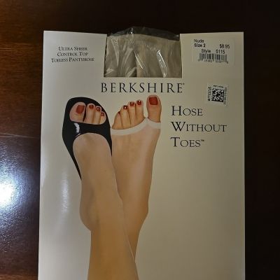 Bershire Hose Without Toes, Ultra Sheer, Control Top, Toeless Pantyhose In Nude,