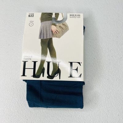 NWT Hue Womens Opaque Tights 1 Pair Pack Size 1 Poseidon Blue New