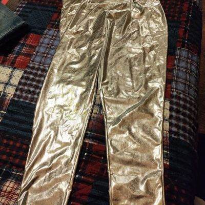 Women's Elizabeth &Nicole Silver Metallic Leggings Size 2X New With Tags