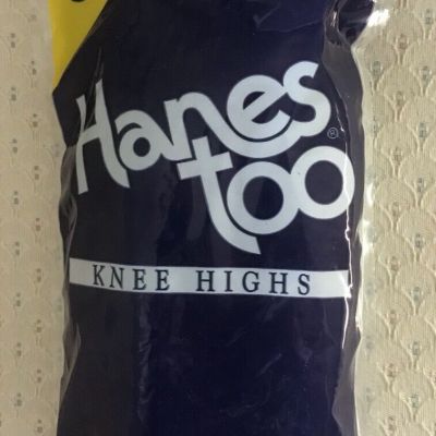 Socks - Hanes Too Knee Highs-6 Pair-Day Sheers-Sandalfoot-Barely Black *NEW*