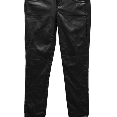 NWOT BEBE Black Shiny Leatherette Leggings Pants Size 4