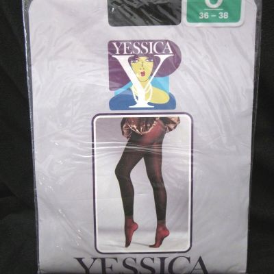YESSICA fashion tights panty hose, Small O, NIP black with gold cuff