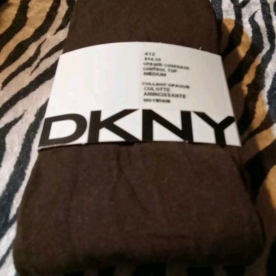 DKNY  Opaque Comfort Control Top Tights Chocolate Brown Size Medium NEW