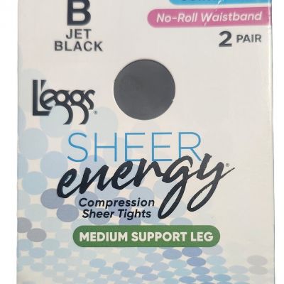 L'eggs Sheer Control Top/NRW Energy Compression Tights - 2 Pair - Size B - Jet B