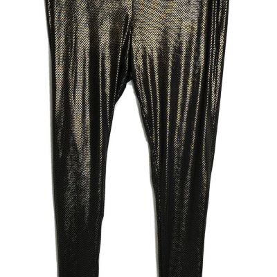 Torrid  1 Leggings Shiny Metallic Gold Black Chevron Pattern Leggings  size 1XL