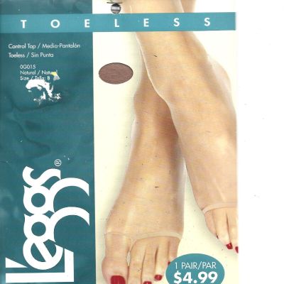 NEW L'eggs Toeless Control Top Pantyhose,Natural, Size B