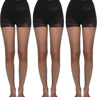 Sheer Tights for Women 20D, High Waist Control Top Pantyhose 3 Pairs