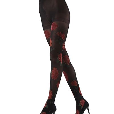 Women's MeMoi Trend Collection Wild Marigold Opaque Tights Size S/M Black/Green
