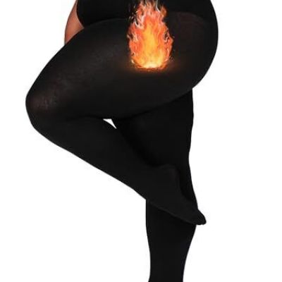 Queen Plus Size Fleece Lined Tights, 11+ Colors Thermal Warm 5X-6X Black