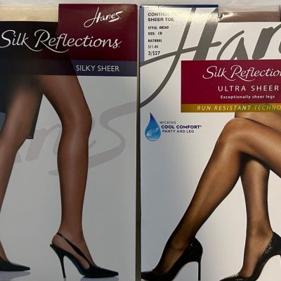 Hanes Silk Reflections Pantyhose Size CD Pearl & Natural New 717 OB260