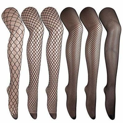 DRESHOW 6 Pack Fishnet Stockings Hight Waist Tights Thigh High Pantyhose