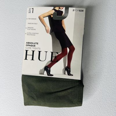 NWT HUE Womens Absolute Opaque Luxe Tights Size 1 Army Green 1 Pair Pack New
