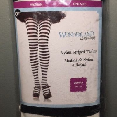 Wonderland Costumes Women's Nylon Striped Tights * One Size * Black & White
