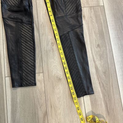SPANX Black Faux Leather MOTO LEGGINGS Women’s Size XL Black Shapewear