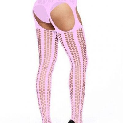 Body Stockings Lingerie Bodystocking Sexy Bodysuit Fishnet Pink Lace Hollow Out