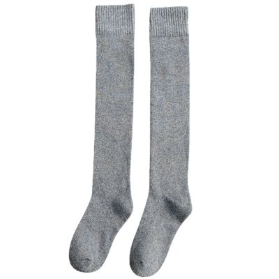 1 Pair Winter High Socks Anti-slip Legs Protection Pure Color Winter Socks