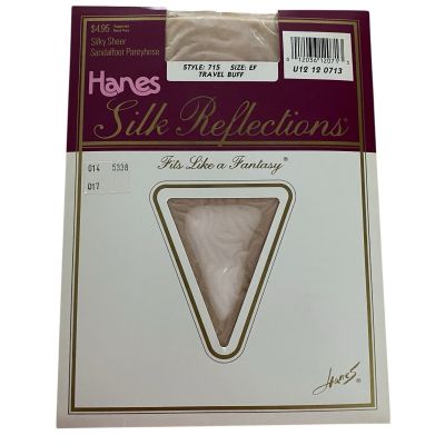 Hanes Silk Reflections Pantyhose Womens Size EF Style 715 Travel Buff Sandalfoot