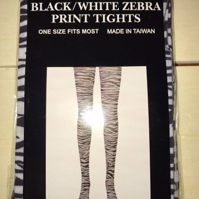 Zebra Print Tights Stockings Nylons Halloween Goth Costume Accessory