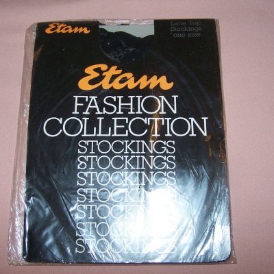 Etam Fashion Collection Women's One Size Lace Top Stockings NEW in Pack Black