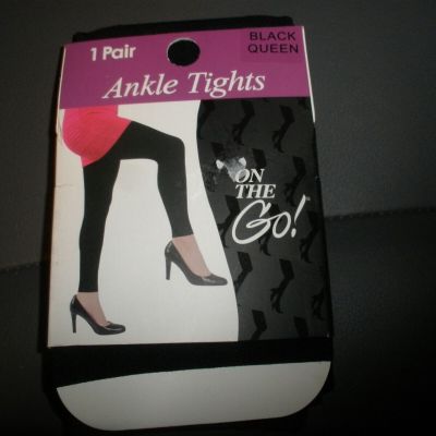 ON THE GO ANKLE TIGHTS New Black 1 Pair Queen Hosery Stockings Footless