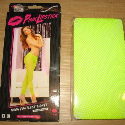 PINK LIPSTICK - NEW- NEON GREEN NET 100perc NYLON -   FOOTLESS TIGHTS - ONE SIZE