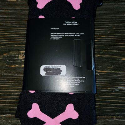 Hot Topic Thigh High Tights Pink Crossbones One Size Fits Most