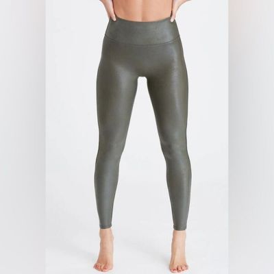SPANX Faux Leather Leggings in Gunmetal Grey Size S