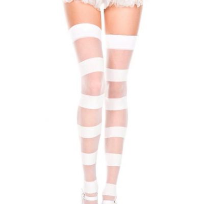 sexy MUSIC LEGS wide STRIPES opaque SHEER thigh HIGHS stockings PANTYHOSE nylons