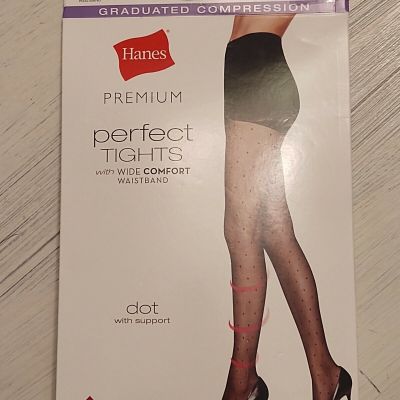 ?Hanes Premium Perfect Tights W/ Wide Comfort Waistband Black Dot Size XX Large